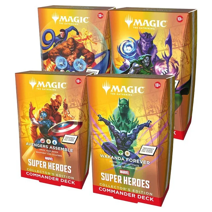 MAGIC - UNIVERSES BEYOND - MARVEL SUPERHEROES - COLLECTOR'S COMMANDER DECK DISPLAY - (BOX 4 PZ) - INGLESE