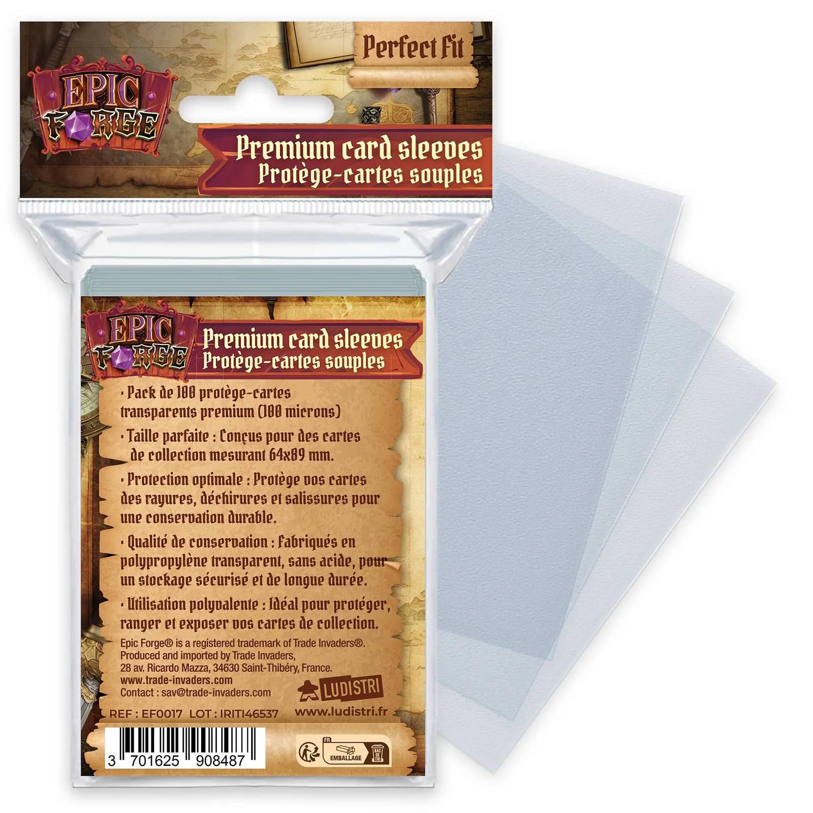 EPIC FORGE Kartendeckschoner - Perfekter Passform (64*89 mm) x100 (50 Mikron)
