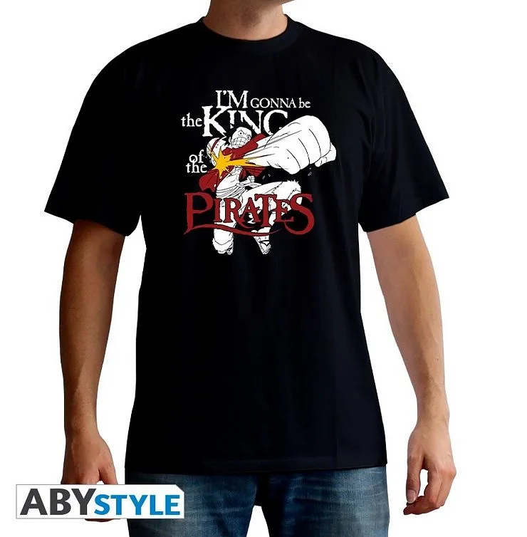 ONE PIECE - T-Shirt "Luffy König der Piraten" man SS schwarz - EXCLU*Medium - Männer-T-Shirts