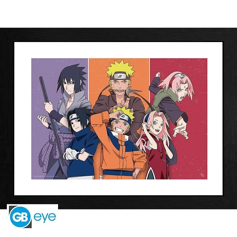 ABYSTYLE NARUTO SHIPPUDEN - Poster in Rahmen: "Erwachsene und Kinder" (30x40)