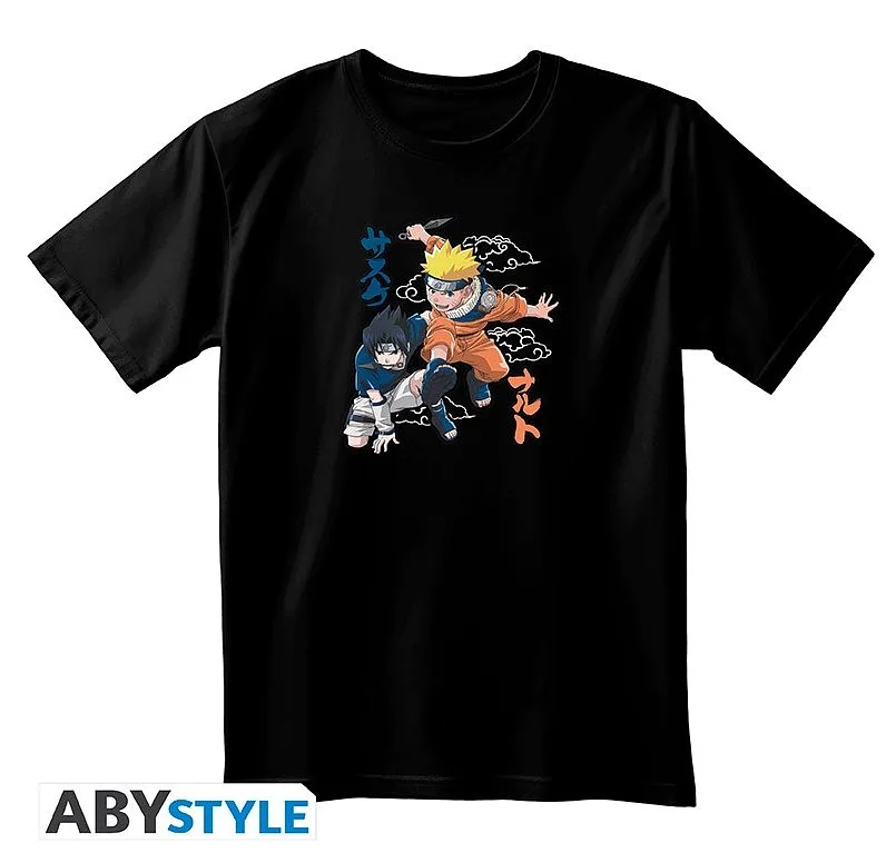 NARUTO - Schwarz-Base-Tee unisex - Naruto & Sasuke - Größe M - Unisex-T-Shirts