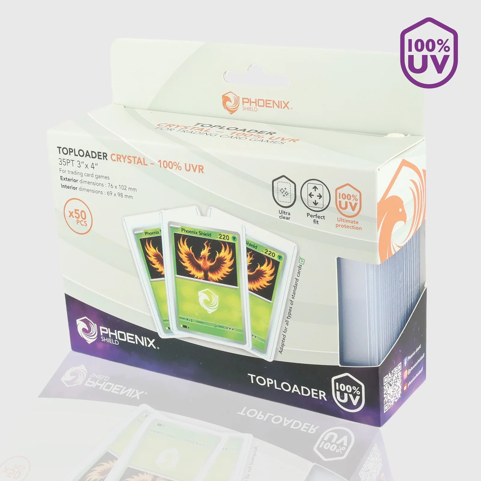 PHOENIX SHIELD Toploaders 35pt 3"X4" (X 50) Kristall 100% UVR (Clear)