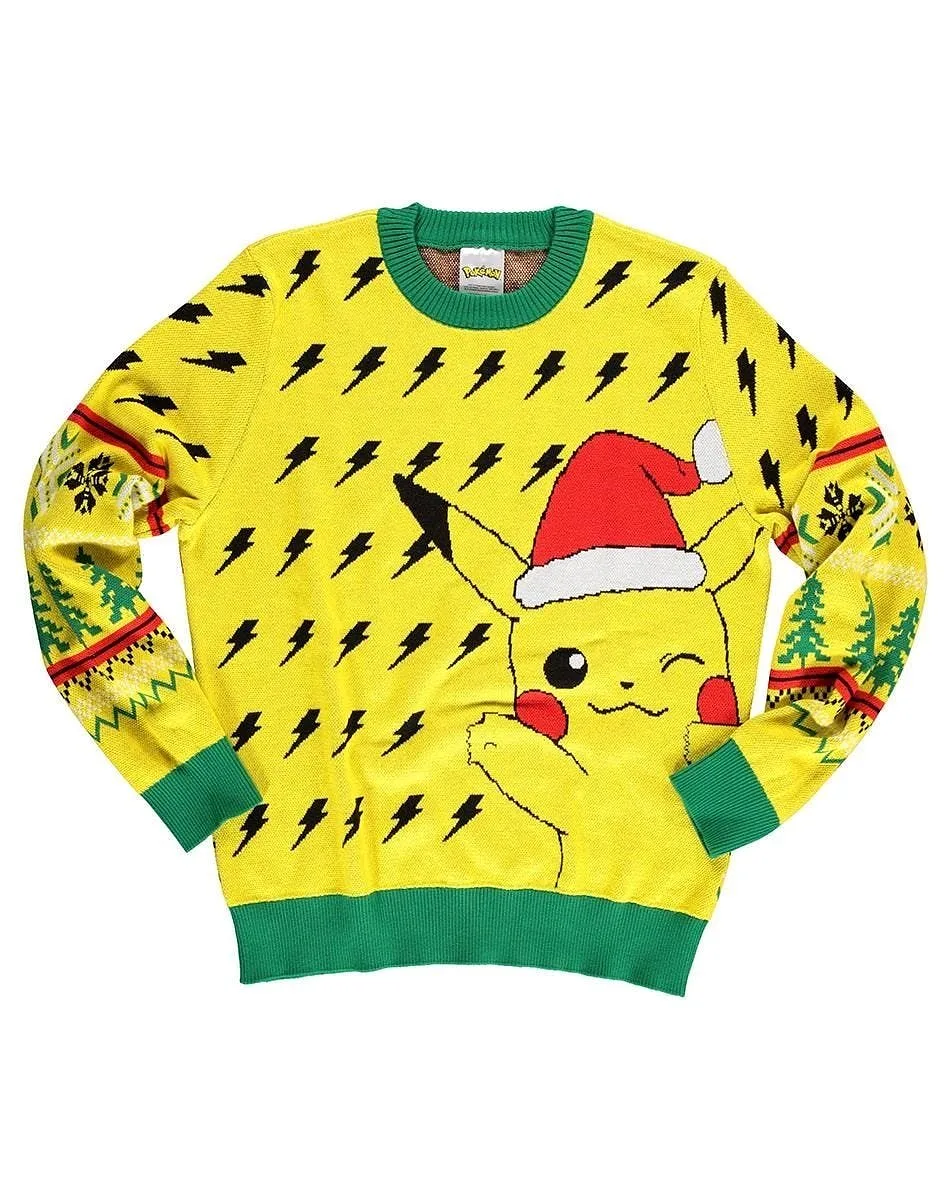 DIFUZED POKEMON - STRICKPULSCHEN UNISEX WEIHNACHTLICHER PIKACHU (L)
