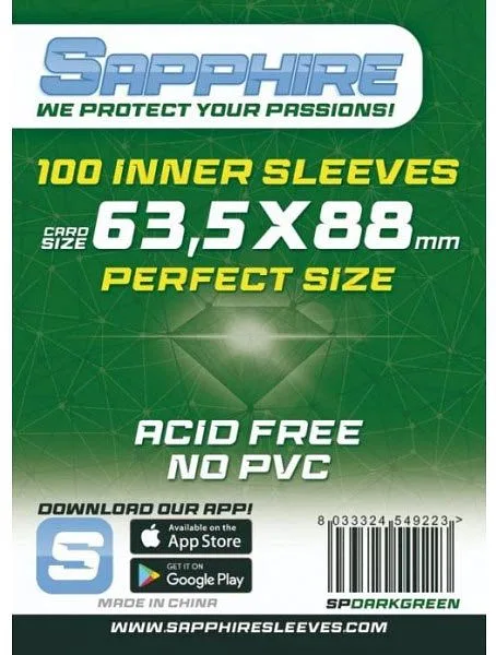 SAPPHIRE Kartenhüllen 63.5x88mm Perfect Green 100pz