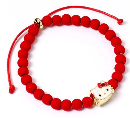 Hello Kitty Rot Perle Armreif mit Hello-Kitty-Charme