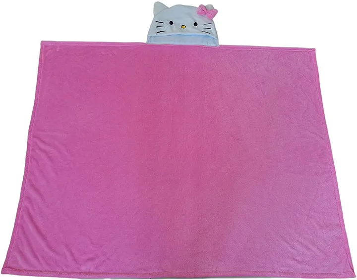 Pelzdecke mit Kapuzenkragen Hello Kitty Rosafarbener Schleier