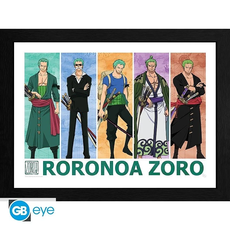 ABYSTYLE ONE PIECE - Gerahmter Poster: "Pirate Hunter Zoro" (30x40)