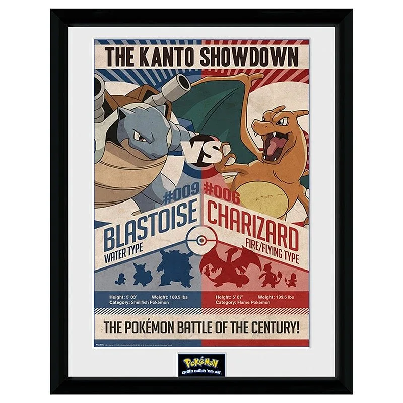 ABYSTYLE POKEMON - Gerahmtes Poster: "Red V Blue" (30x40)
