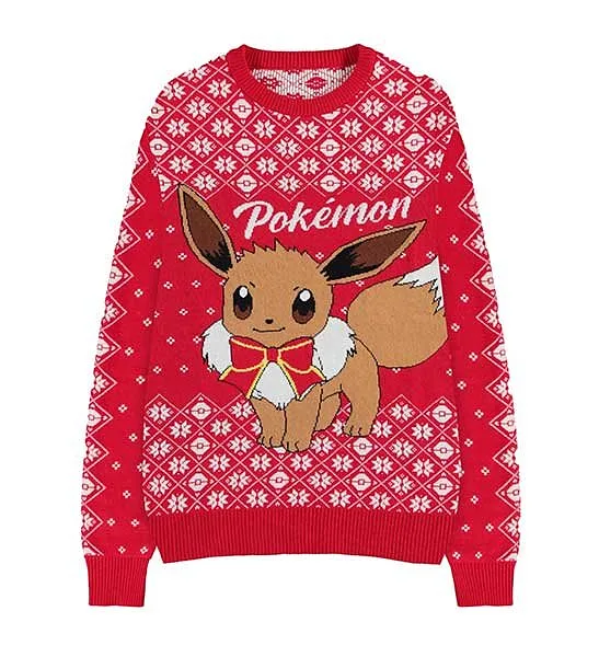 Pokemon Weihnachtspulli Eevee Rot XL